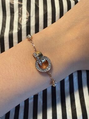 Swarovski Dextera Bracelet Rose Gold Tone White Crystals Adjustable